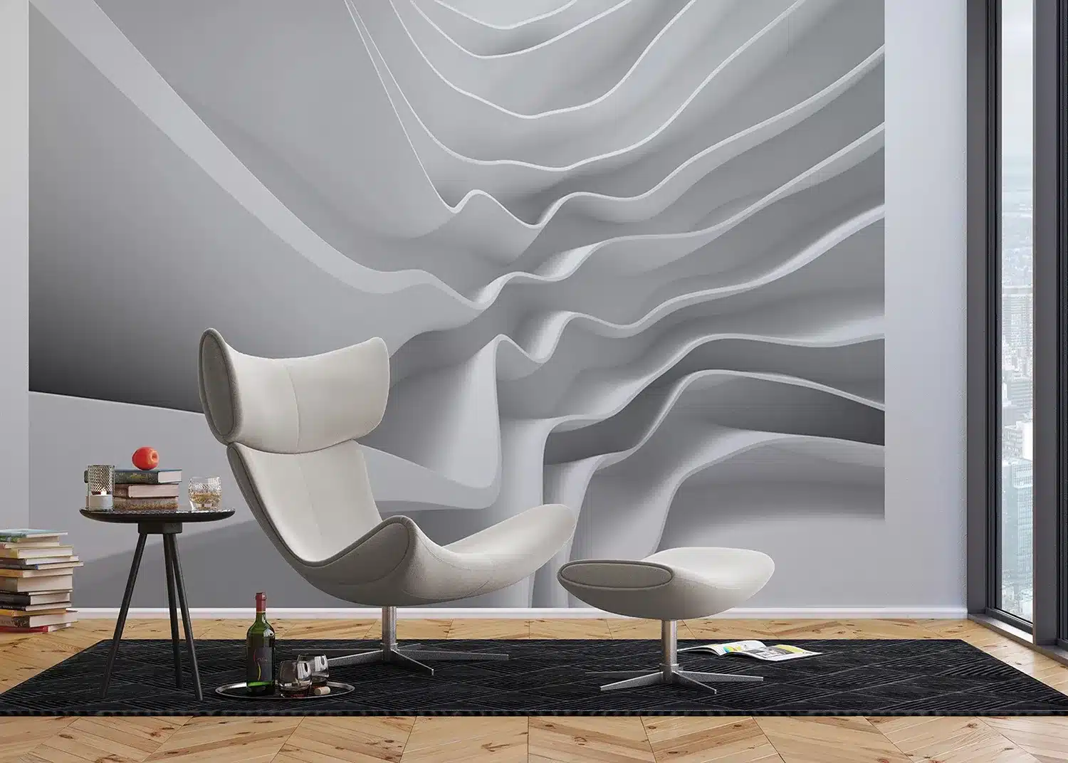3D White Waves | Made-to-Measure Wallpaper | Artlook | FTNXXL 2403 3