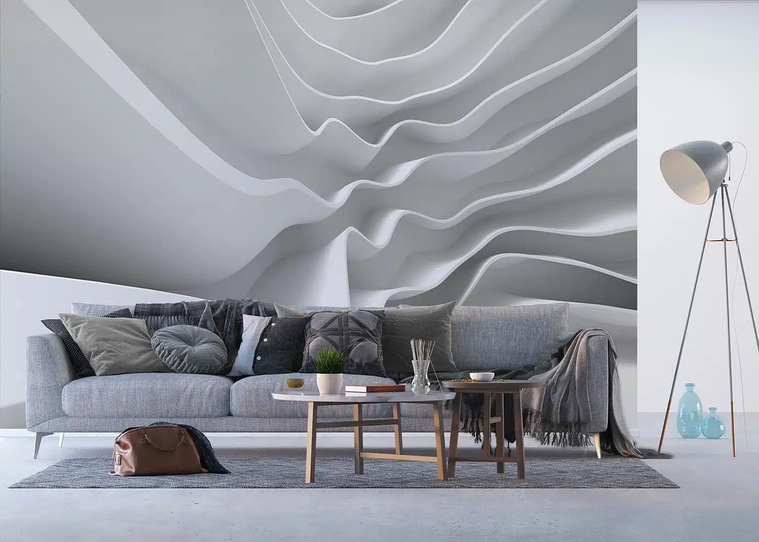3D White Waves | Made-to-Measure Wallpaper | Artlook | FTNXXL 2403 4