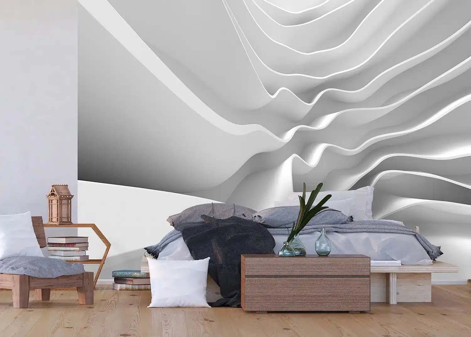 3D White Waves | Made-to-Measure Wallpaper | Artlook | FTNXXL 2403 6