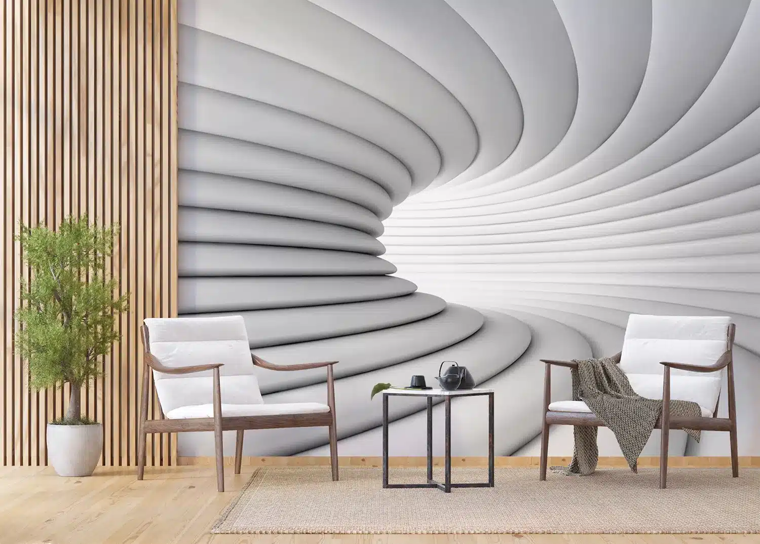 3D White Tunnel | Made-to-Measure Wallpaper | Artlook | FTNXXL 2417 2