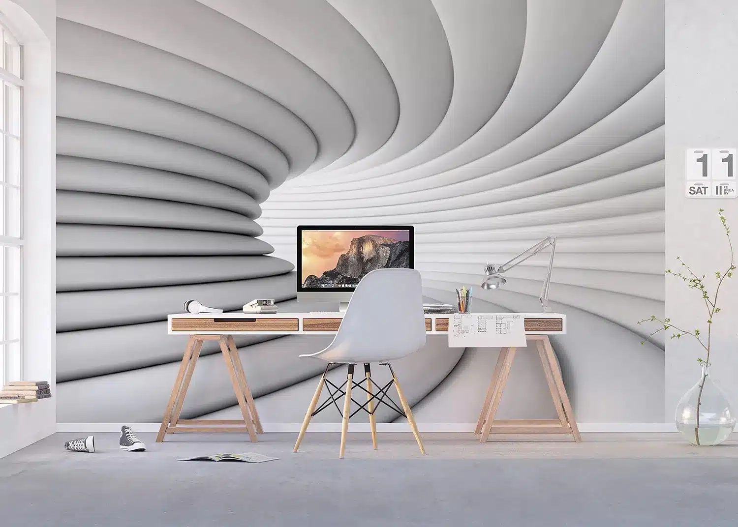 3D White Tunnel | Made-to-Measure Wallpaper | Artlook | FTNXXL 2417 7