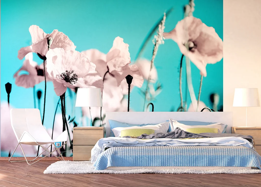 Wall Mural Poppies on Blue, Made to Measure, FTNXXL 0118