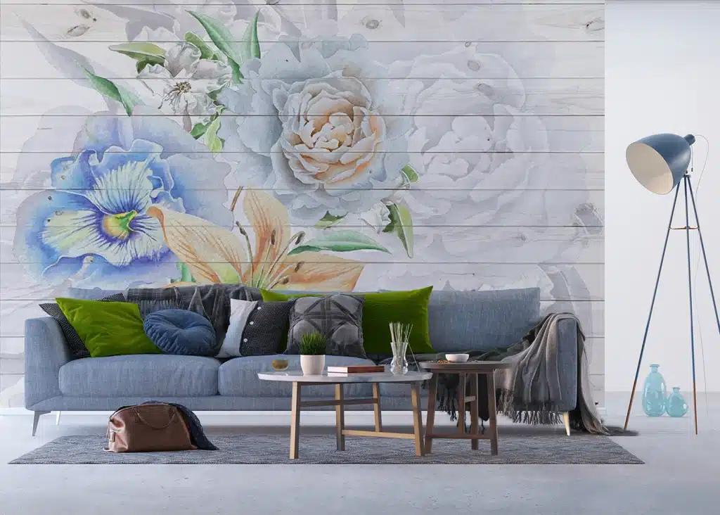 Wall Mural Flowers on Planks, Made to Measure, FTNXXL 1218 4