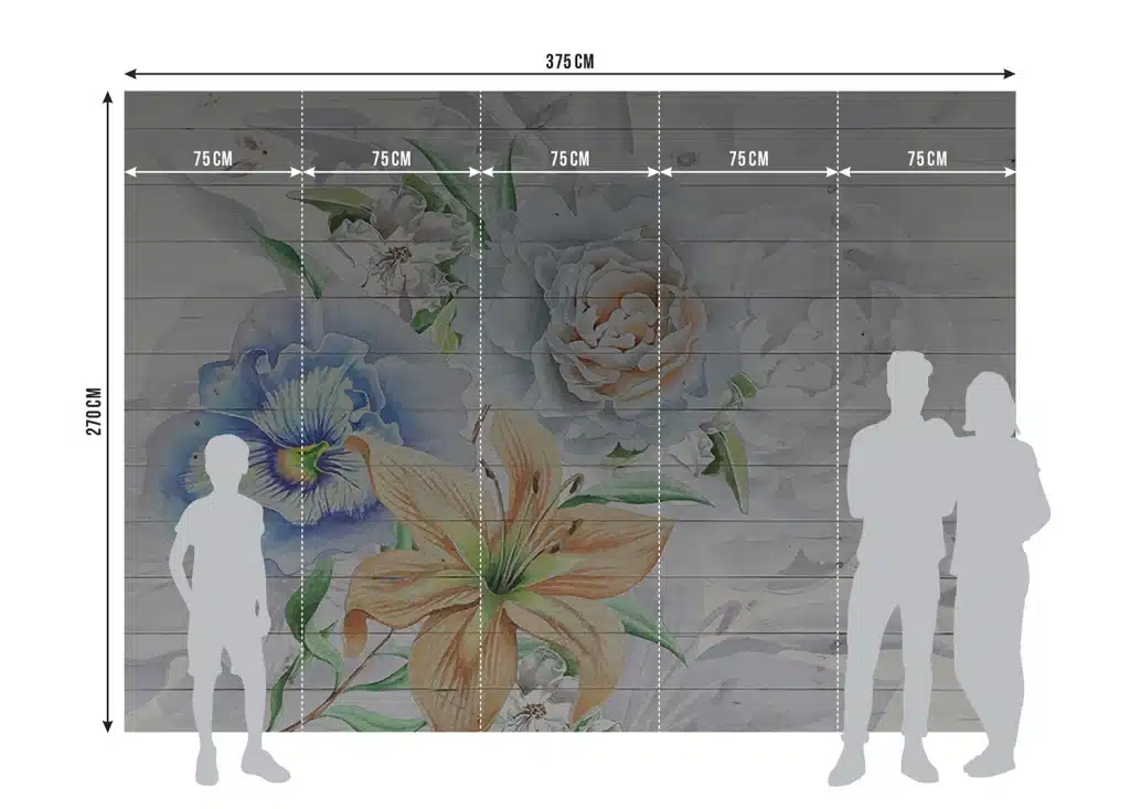 Wall Mural Flowers on Planks, Made to Measure, FTNXXL 1218 8