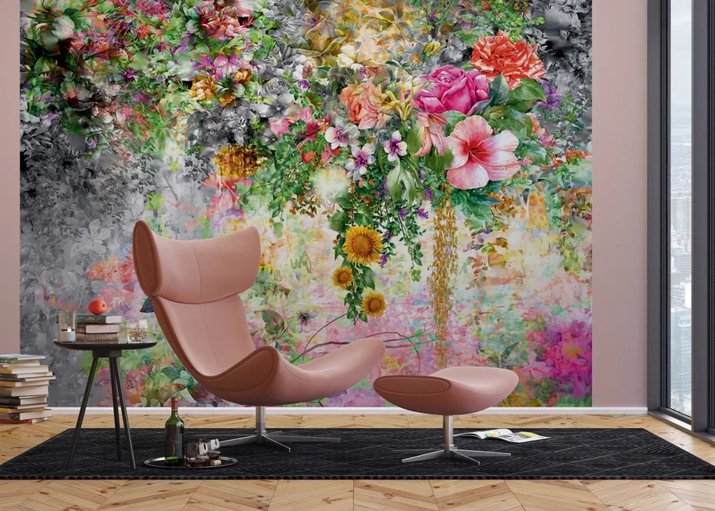 Wall Mural Flowers on Concrete, Made to Measure, FTNXXL 1219 3