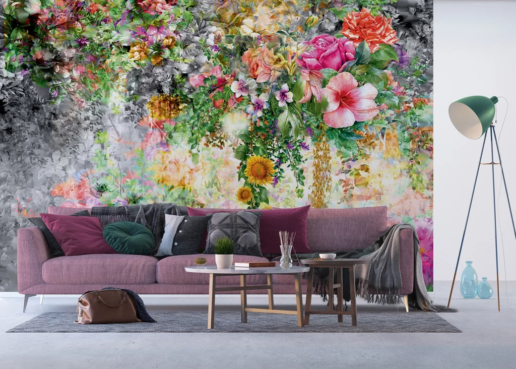 Wall Mural Flowers on Concrete, Made to Measure, FTNXXL 1219 4