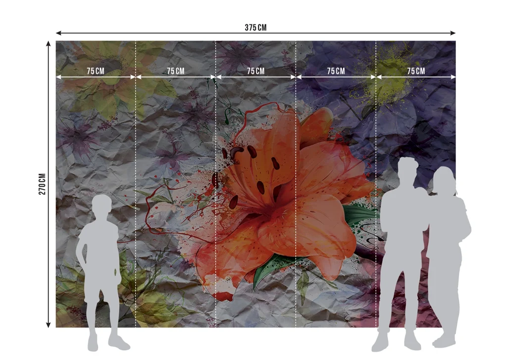 Wall Mural Flowers on Crumpled Paper, Made to Measure, FTNXXL 1223 8