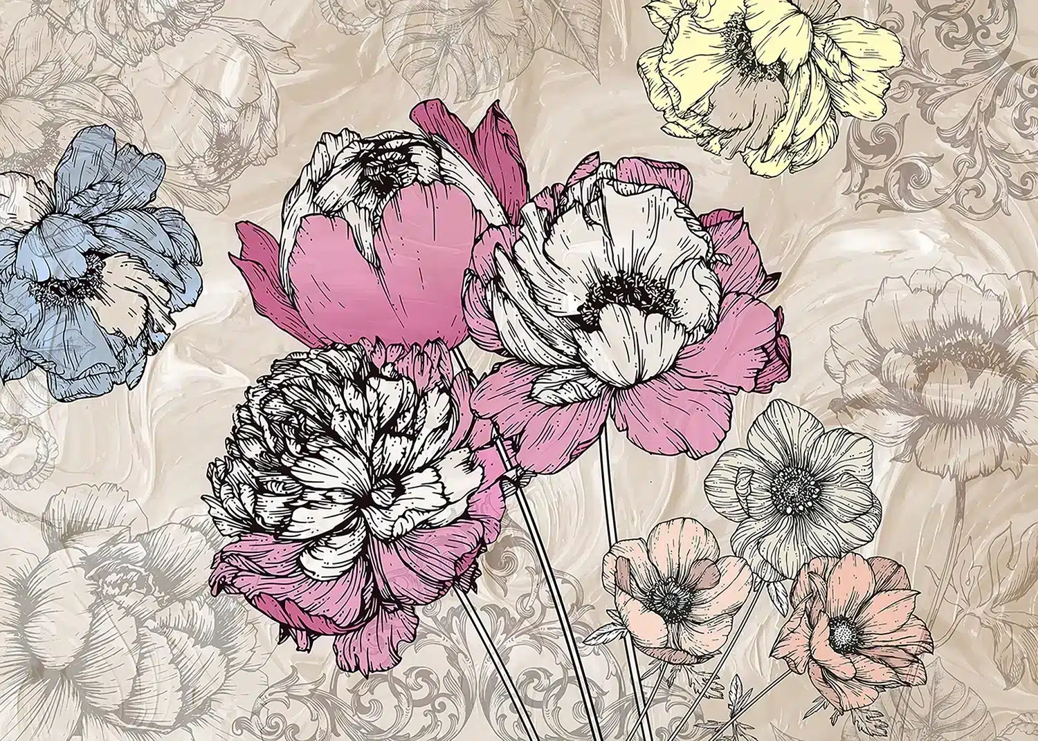 Vector Poppies | Made-to-Measure Wallpaper | Artlook | FTNXXL 1230