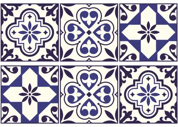 Wall Stickers Blue Tiles Pattern, 42,5 x 65 cm, SM 3448